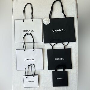 CHANEL Black and White Logo Shopping Tote Bags -lot of 6